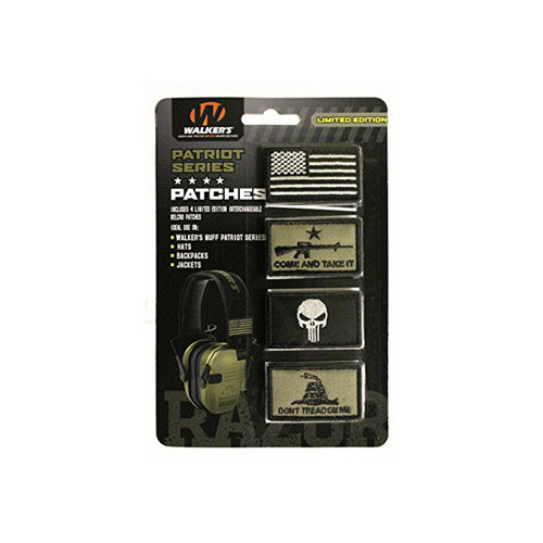 Walker's Game Ear - Patriot Patch Kit - 4 Assorted Patches (american Flag Version) - GWP-PATKIT2