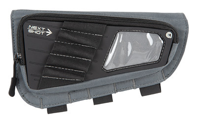Allen Company Next Shot, Cody Buttstock Pouch, Black and Gray, Holds up to (4) .223-300 Winchester Magnum Rifle Cartridges, Clear Plastic Window 8528