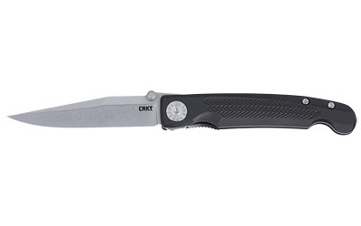 Columbia River Knife & Tool Fidus, 3.22" Folding Knife, Plain Edge, 12C27 Steel Blade, Stonewash Finish, Glass-Reinforced Nylon Handle, Black, IKBS 4220