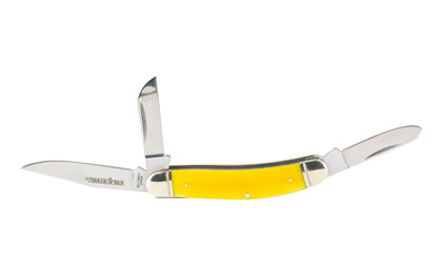 Cold Steel Gentleman's Stockman, Folding Knife, 3 Blade, 2.5" Clip Point, 2.1" Spey Blade, 2" Sheepsfoot Blade, 6.25" Overall Length, 8Cr13MoV Blade Steel, Plain Edge, Satin Finish, Silver, Yellow Bone Handle, Slip Joint CS-FL-GSTKM-Y