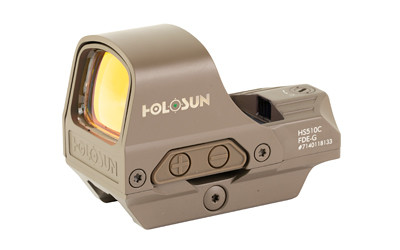 Holosun Technologies HS510C, Reflex Sight, Multiple Reticle, 65 MOA Circle, 2 MOA Green Dot, Aluminum Housing, Matte Finish, Flat Dark Earth, Solar with Internal Battery HS510C-GR-FDE