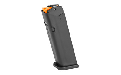 GLOCK OEM Magazine, 9MM, 10 Rounds, For GLOCK 17 & 34, Cardboard Style Packaging, Polymer, Black, Orange Follower, Gen5 47290