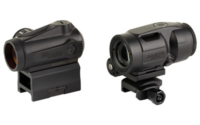 Sig Sauer ROMEO MSR Gen II/Juliet 3 Micro Combo Kit, Red Dot Sight with Juliet3-Micro Magnifier, 3X22, 2 MOA, Black, Includes 90 Degree Push-Button Flip-to-Side Magnifier Mount SORJMSR101
