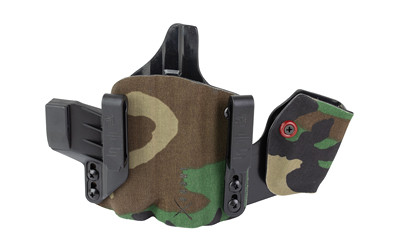 Safariland INCOG-X, Joint Collaboration with Haley Strategic, Inside the Waistband Holster, Fits Glock 43X/48 with Light, Integrated Magazine Caddy, Microfiber Suede Wrapped Boltaron Construction, Woodland Camo, Right Hand 1341405