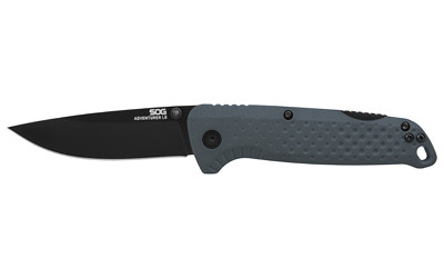 SOG Knives & Tools Adventurer, Folding Knife, 3.5" Clip Point Blade, 7.50" Overall Length, 5Cr15MoV Blade Steel, Straight Edge, Titanium Nitride Finish, Black, Gray Glass-Reinforced Nylon Handle, SAT Opener, Lock Back SOG-13-11-06-43