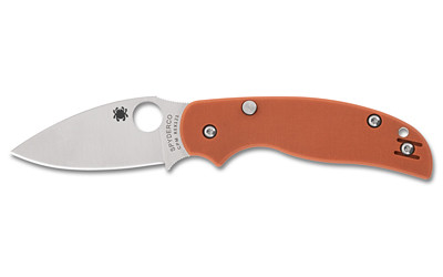 Spyderco Sage 6, Folding Knife, 3" Drop Point Blade, 7.13" Overall Length, CPM REX 121 Blade Steel, Plain Edge, Satin Finish, Silver, Burnt Orange G-10 Handle, Button Release Compression Lock C123GPBOR