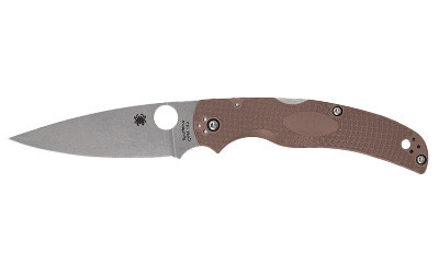 Spyderco Native Chief Lightweight, Folding Knife, 4.02" Drop Point, 9.05" Overall Length, CPM15V Blade Steel, Plain Edge, Satin Finish, Silver, Brown FRN Handle, Back Lock C244PBN15V