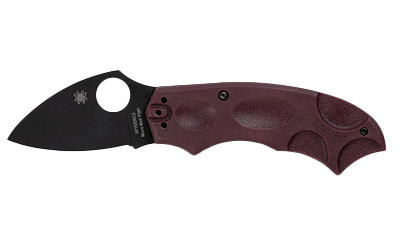 Spyderco MeerKat, Folding Knife, 2.02" Drop Point Blade, 5.32" Overall Length, Micro Melt PD#1 Blade Steel, Plain Edge, DLC Finish, Black, Burgundy FRN Handle, Phantom Lock C64BGBKP