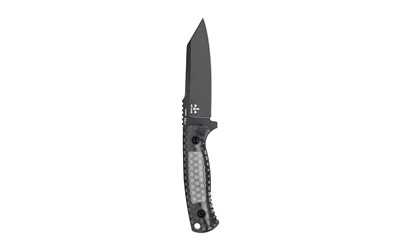 KA-BAR Knives Cool Name, Fixed Blade Knife, 1095 Cro-Van, 4.625" Blade Length, 9.375" Overall Length, Plain Edge, Reverse Tanto, Black Blade, Smoke Polycarbonate Handle, Includes Sheath 7702