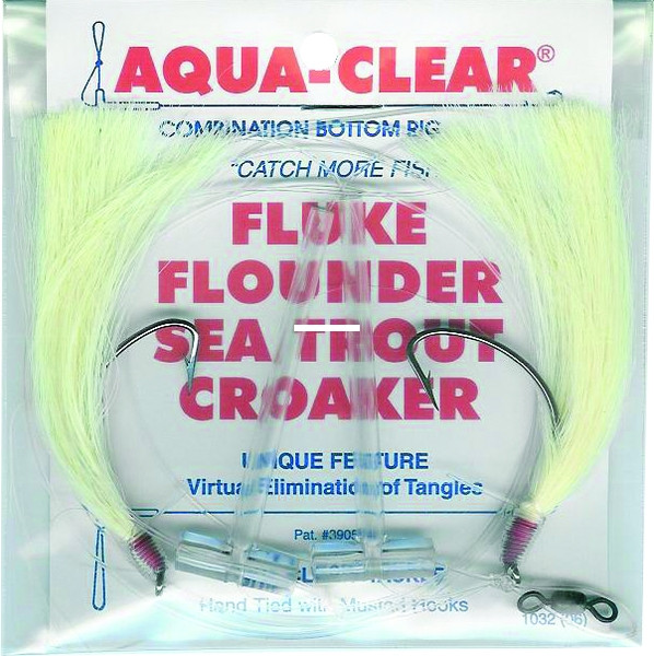 Aqua-Clr/HL Hair Teaser Rig, 3/0 Wide Gap Hk; Wht Hair