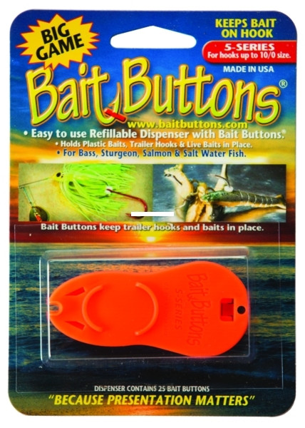 Bait Button Big Game Dispnsr, Orange 25pc