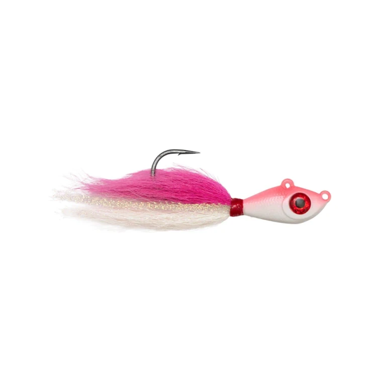 Mustad Big Eye Bucktail Jig, 1/2oz Pink Shine Glow 1pk