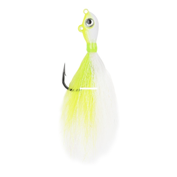 Mustad Big Eye Bucktail Jig, 1oz Chartreuse/White 1pk