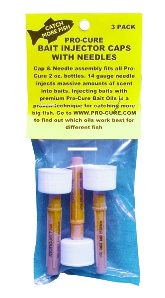 Pro-Cure Bait Injector, 2oz Caps w/Needles 3pk
