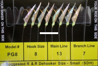 R&R Tackle Fish Skin Sabiki, Green Head w/ Fish Skin 1pk