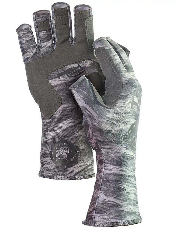 Fish Monkey - 1/2 Finger Guide Glove - Grey Water Camo Xxl -