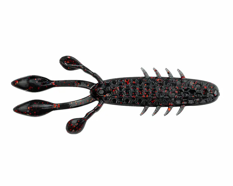 Baitfuel - Hextek Eko Craw - 3.5in 10pk Black Red Fla -