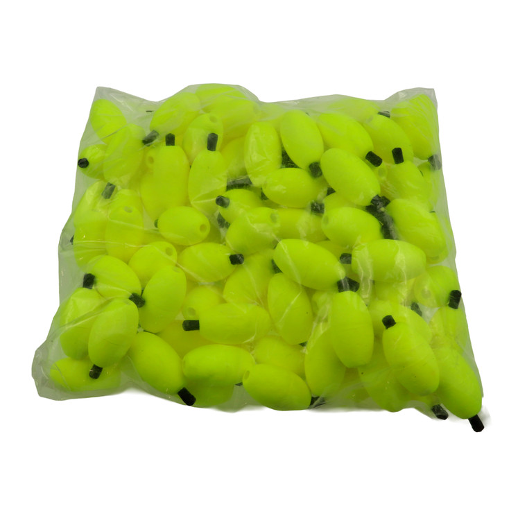 Betts Peg Foam Float, Oval 1.5'' Yellow 100pk