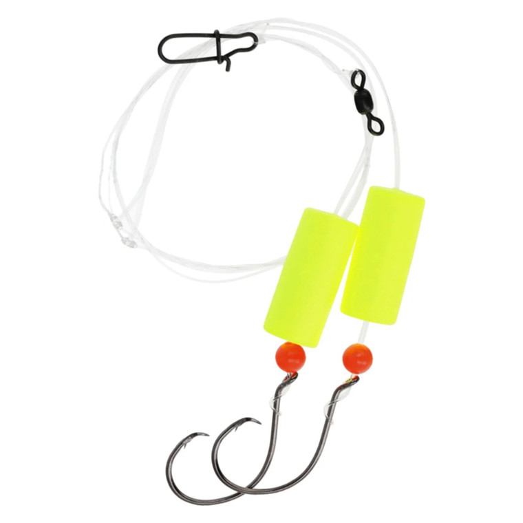 EA Lazer Pompano 2-Hook Rig, 1/0 Cylinder Float Ylw 2pk