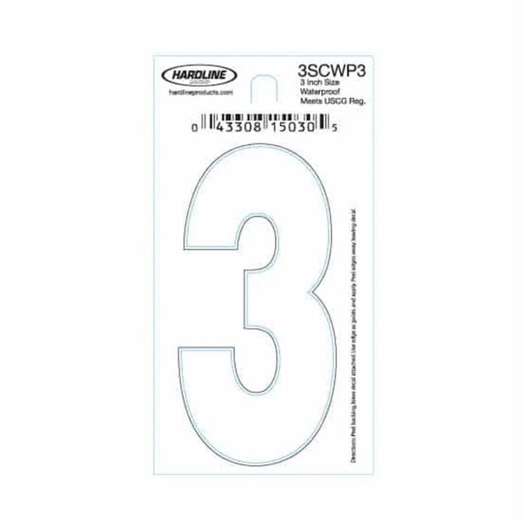 Hardline Dyer Number Refill, ''3'' White 10pk