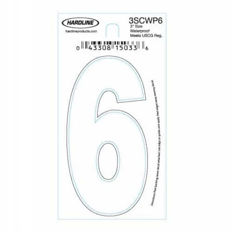 Hardline Dyer Number Refill, ''6'' White 10pk