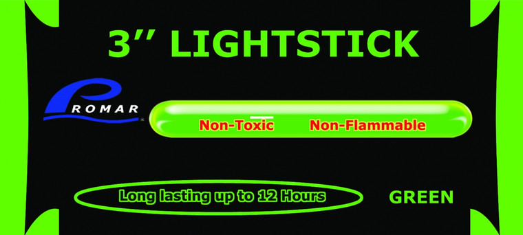 Promar Light Glow Stick Disp, 3'' Green 50pks