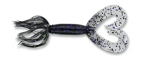 Yamamoto 5" Double Tail Hula Grub Smoke W/ Black & Purple Flake (10 Pack)
