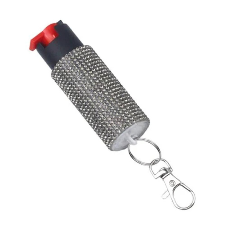 Personal Security Products - Personal Security Products Studded Key Ring Pepper Spray 1/2 oz Silver - EC14STUDSL-C
