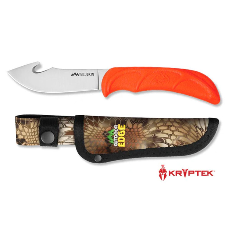 Outdoor Edge - Outdoor Edge Wildskin Fixed Knife 4" Guthook Blade Orange - WS10C