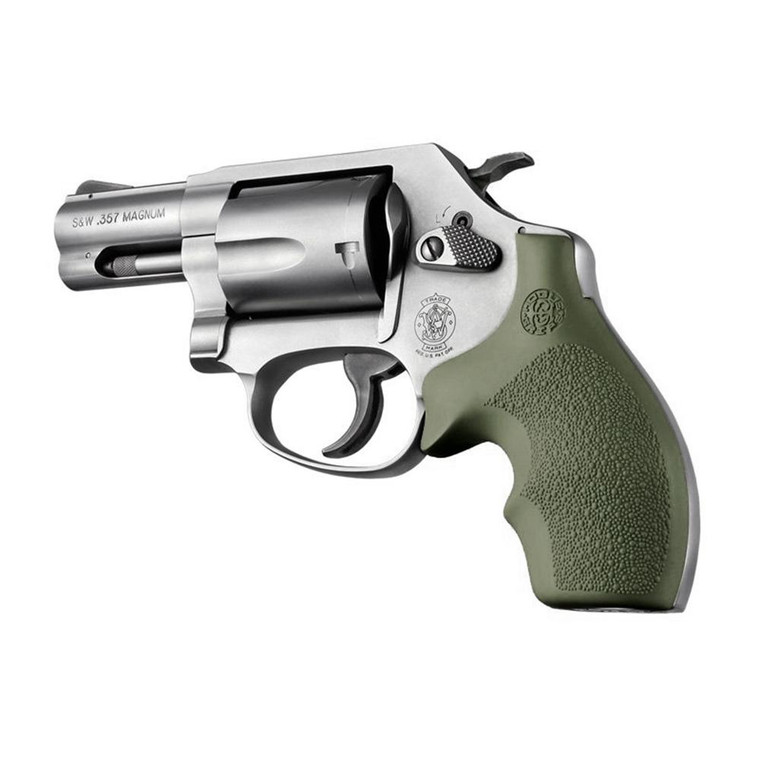 Hogue - Hogue Overmolded Rubber Bantam Grip S&W Round Butt J-Frame Revolvers OD Green - 61001