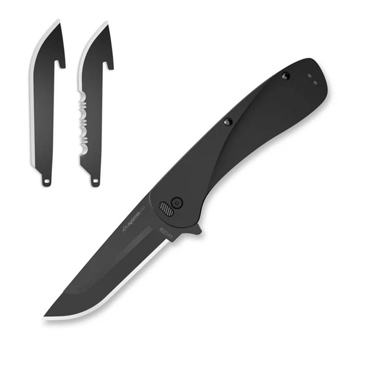 Outdoor Edge - Outdoor Edge Razor VX1 Folding Knife 3" Drop Point Blade Black - VX130BC