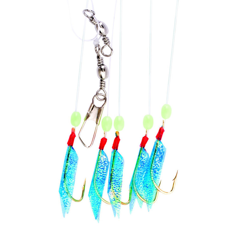 EC Lazer Bait Rig Blue Wings, #8 Green Bead Gold