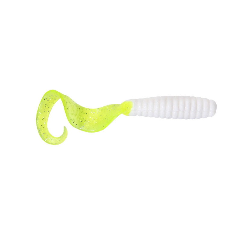 Got-Cha Curltail Grub, 4'' Wht/Cht Tail-SF 20pk
