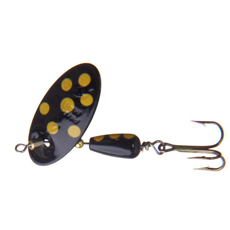 Panther InLineSWIVEL:Spotted, 1/8oz Ind;Blk/Yw;Blk/Yw