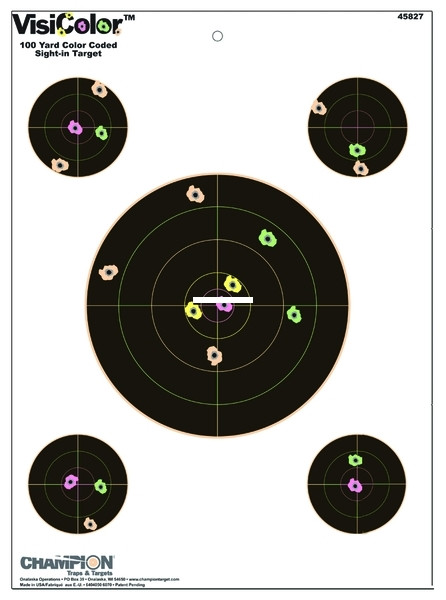 Champion 45827 Visicolor Sight-In - Target, W/4 Extra Bullseyes - 45827