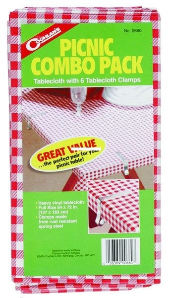 Coghlans 0660 Picnic Combo Pack - Tablecloths & Clamps - 660