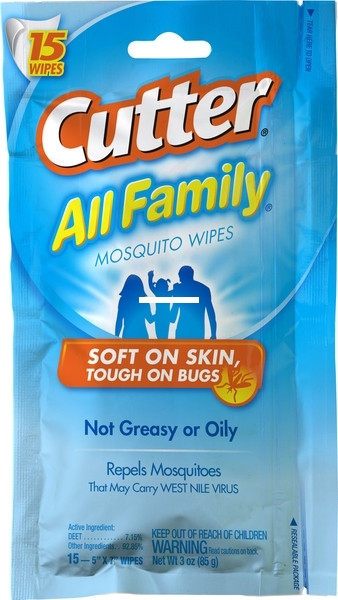 Cutter HG-95838 All Family Mosquito - Wipes, 7.5% DEET 15Ct. - HG-95838