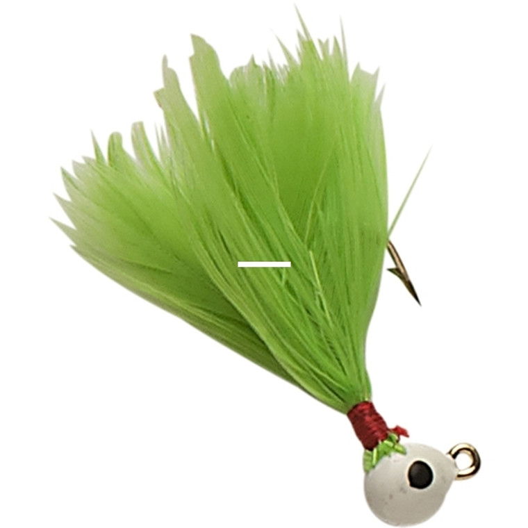 Double OO 62109 Flu-Flu Jig, 1/32 - oz, Sz 8 Hook, White/Chartreuse - 62109 Double OO 62109 Flu-Flu Jig, 1/32 - oz, Sz 8 Hook, White/Chartreuse - 62109