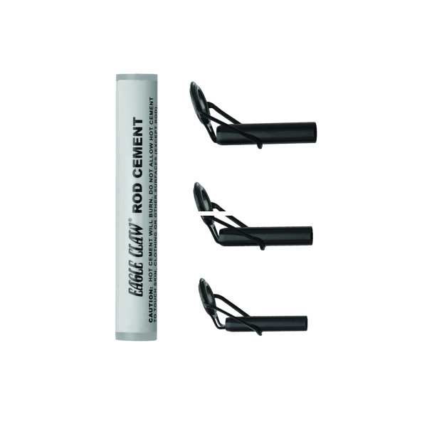 Eagle Claw AHDTK Heavy Duty Repair - Kit Black 3 Rod Tips & Glue - AHDTK