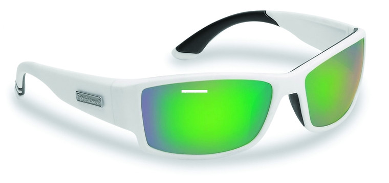 Flying Fisherman 7717WAG Razor - Matte White Green Mirror Sunglasses - 7717WAG