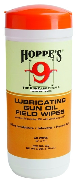 Hoppes 9GO No. 9 Lubricating Oil - Field Wipes, 60 Count Dispenser - 9GO