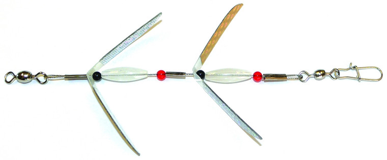 Macks Lure 70001 Hot Wings Troll, 2 - 1/2" Blades, 90 Lb Cable, Gold - 70001