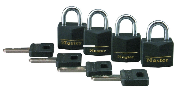 Master Lock 121Q Black Padlock - 4-Pack Keyed Alike - 121Q Master Lock 121Q Black Padlock - 4-Pack Keyed Alike - 121Q