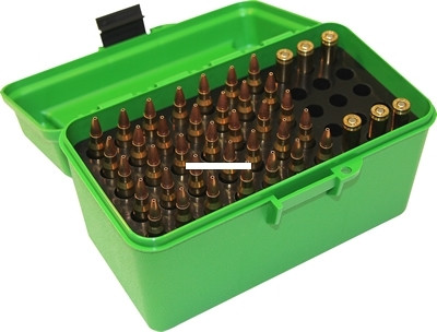 MTM H50-RL-10 Deluxe 50-Round Rifle - Ammo Box w/ Handle, Latch and Hinge - H50-RL-10