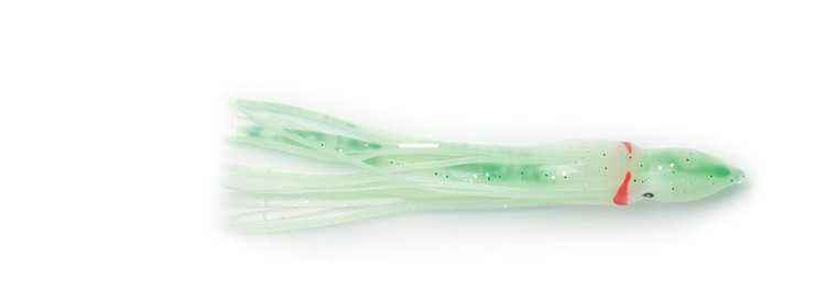 P-Line SQ45-192 Sunrise Squid Skirt - 4 1/2", Glow/Green, 5/Pack - SQ45-192