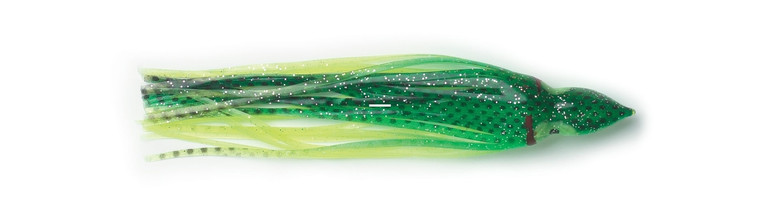 P-Line SQ25-098 Sunrise Squid Skirt - 2 1/2", Green/Chartreuse/Black - SQ25-098
