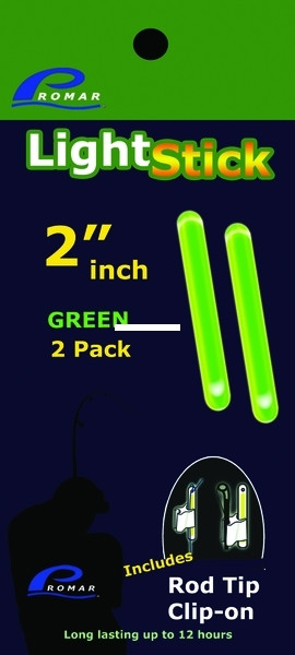 Promar GS-120G 2" Light Glow Stick - Green 2Pk (Rod Tip Clip-On) - GS-120G