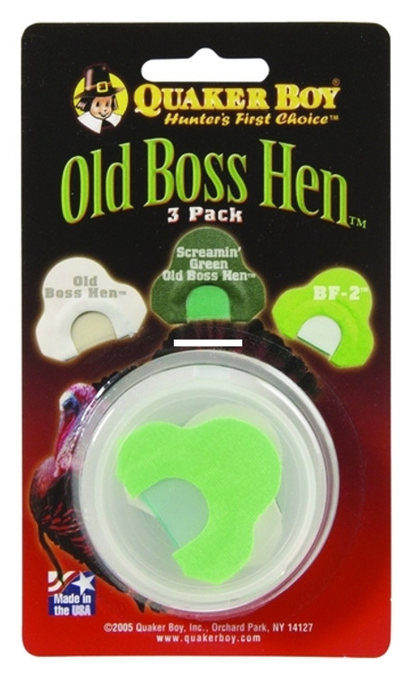Quaker Boy 11308 Old Boss Hen - Turkey Mouth Calls 3 Pack - 11308