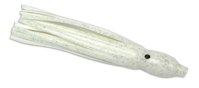 Sea Striker SS35-WH Squid Skirt - with Eye, 3", White/Silver Flake - SS35-WH