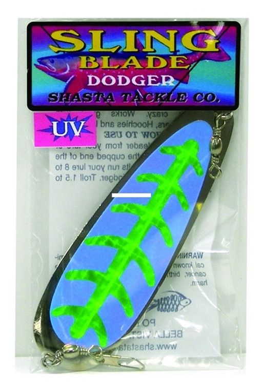 Shasta Tackle 41056 Sling Blade - Dodger, #3, 4", UV Green - 41056 Shasta Tackle 41056 Sling Blade - Dodger, #3, 4", UV Green - 41056